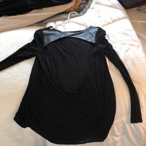 Long sleeve black tee, open back